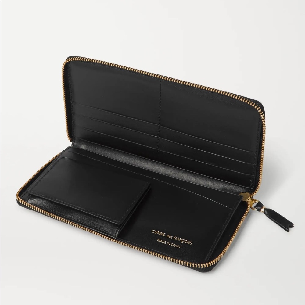 Comme des Garcons Black Wallet with Gold Accents